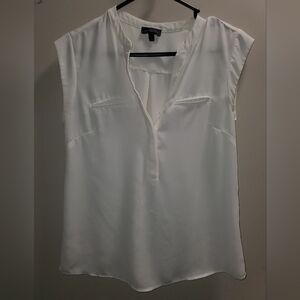 White Sleeveless V-Neck Blouse